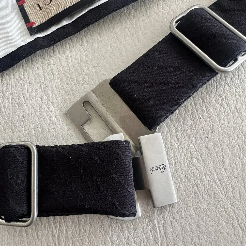 NEW GUCCI SILK CUMMERBUND Black Sz S 100% Authentic Made In Italy GG - Picture 7 of 9